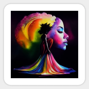 A woman in a colorful dress Sticker